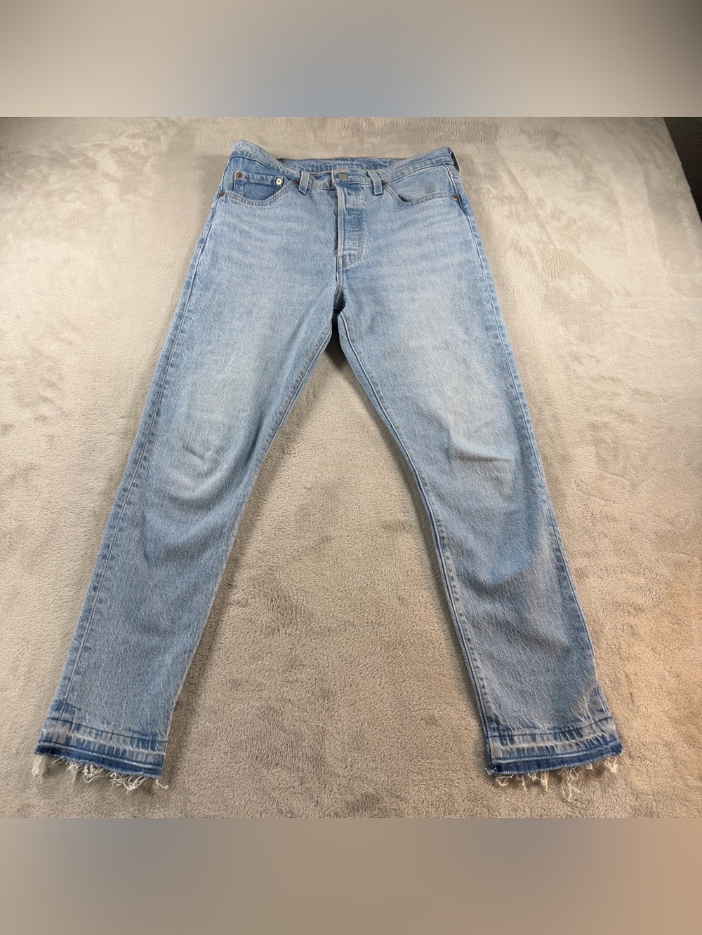 Levi's 501 Skinny Jeans Women 29 Light Wash Cotton Raw Hem Distressed